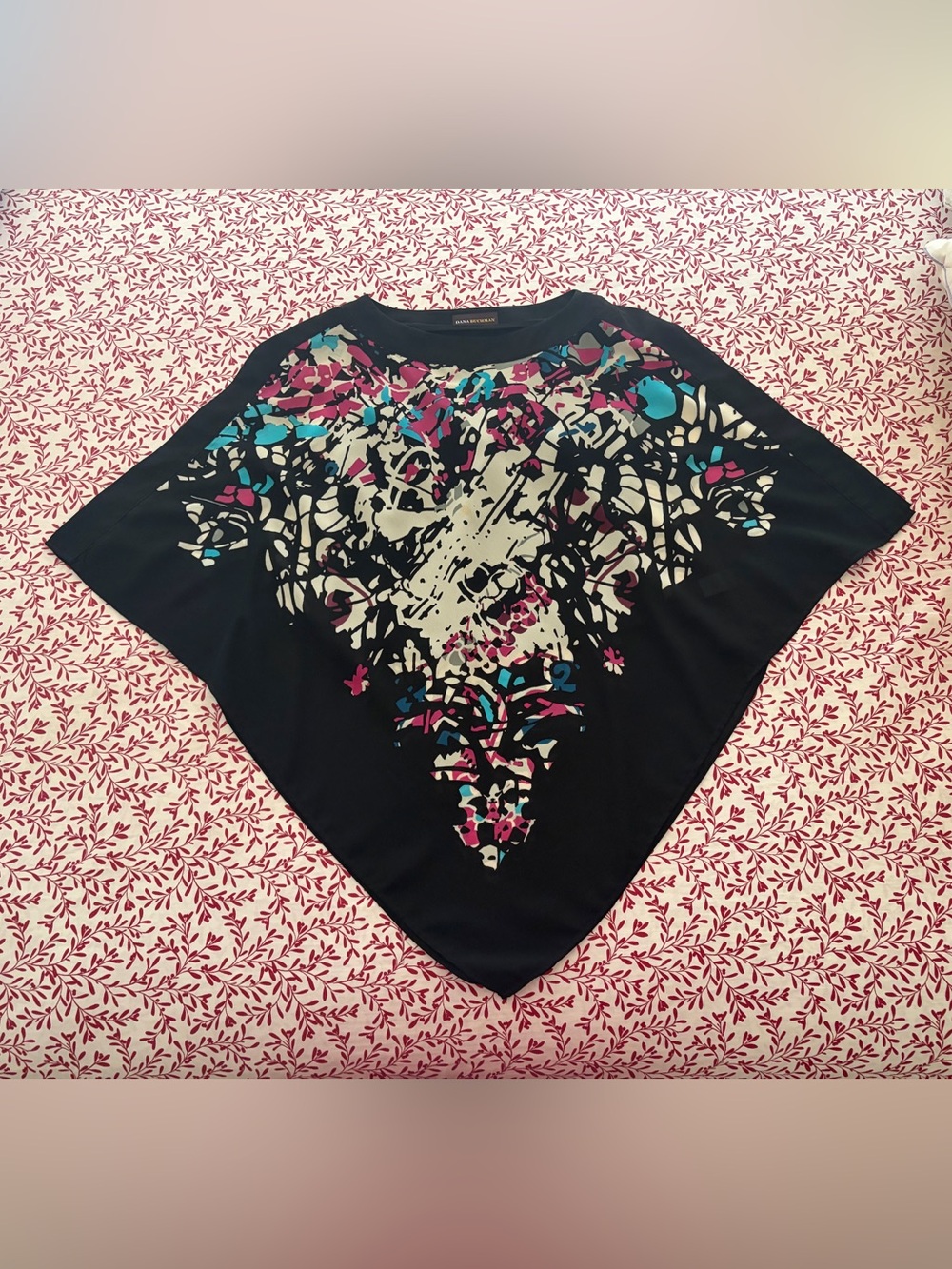 Dana Buchman abstract retro scarf drape shirt poncho size XS